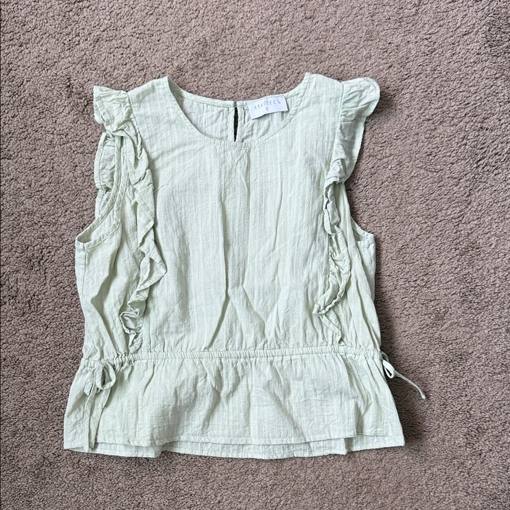 Light Green Ruffle Blouse Size Small